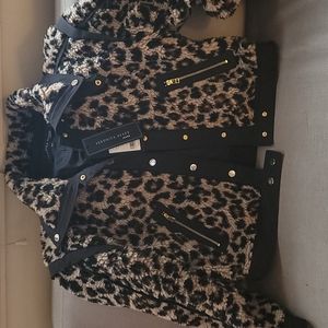 Veronica Beard leopard teddy bear sherpa size L